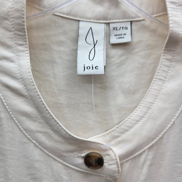Joie Sleeveless Button-Front Shirt Blouse Top Minimalist Cream Size XL NWOT - Picture 4 of 6